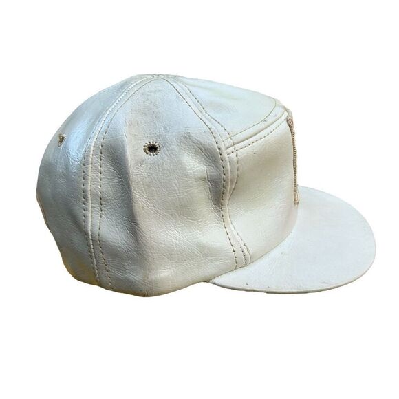 Rare Vtg 80's 90's Coca-Cola Trucker Snapback Hat Cap White Leather Rare - Picture 4 of 4